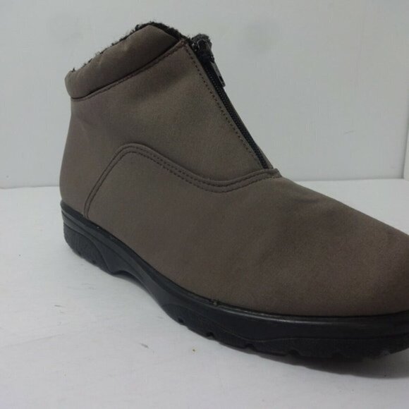 Toe Warmers Womens Size 9M Gray Fully Lined Microfiber Zip Ankle Winter Boots - Picture 7 of 7